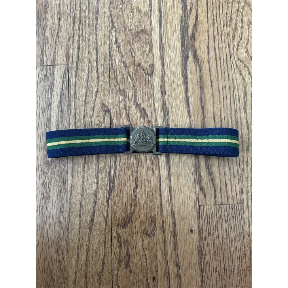 Ralph Lauren Blue Green Yellow Stripe Elastic Belt Buckle Preppy Kids 20''